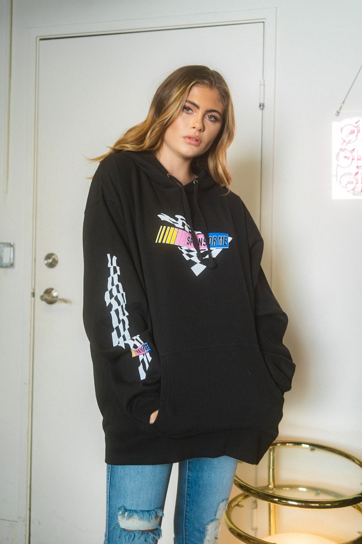 Black Sponsor Me Hoodie